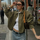 Chic Suede Bomber Jacket