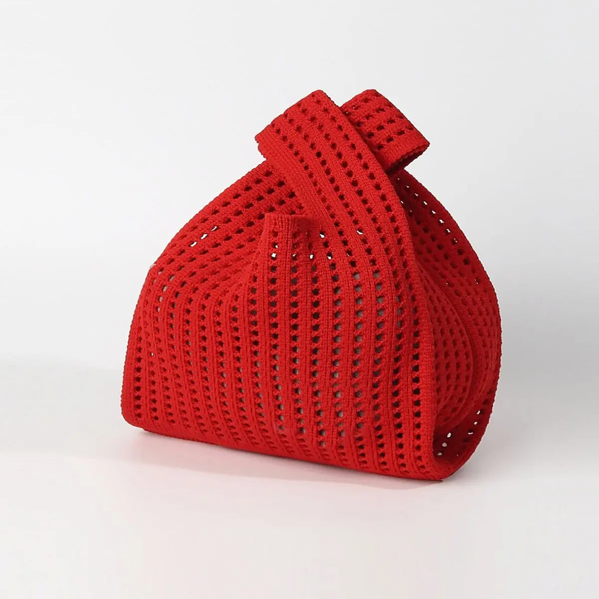 Handmade Knit Handbag Women Mini Shoulder Bag Female Casual Color Wide Stripe Plaid Tote Bag Student Cell Phone Package