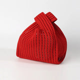 Handmade Knit Handbag Women Mini Shoulder Bag Female Casual Color Wide Stripe Plaid Tote Bag Student Cell Phone Package