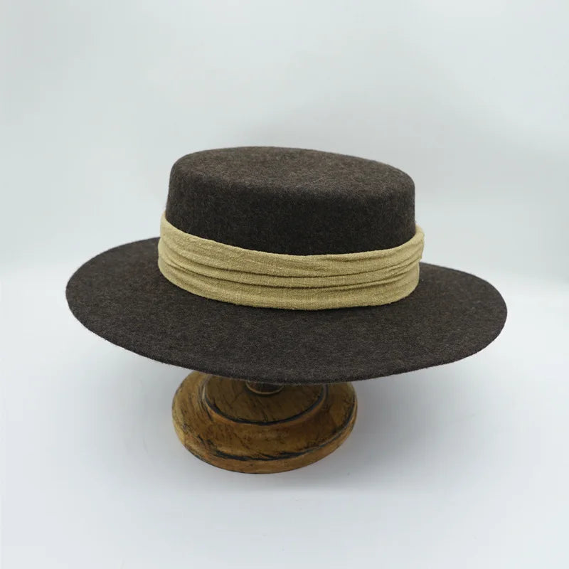 Wool Felt Fedora & Boater Hat – Wide Brim, Unisex