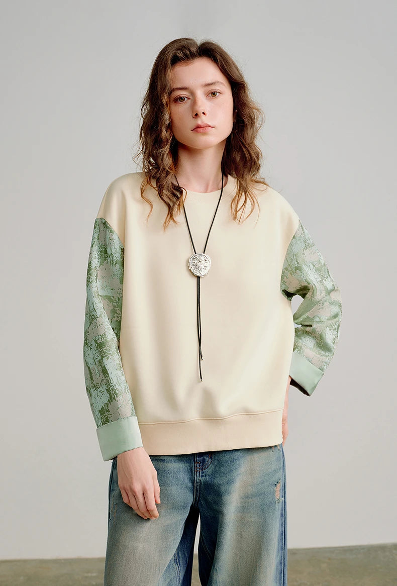 Women's Layered-Look Patchwork Sweatshirt