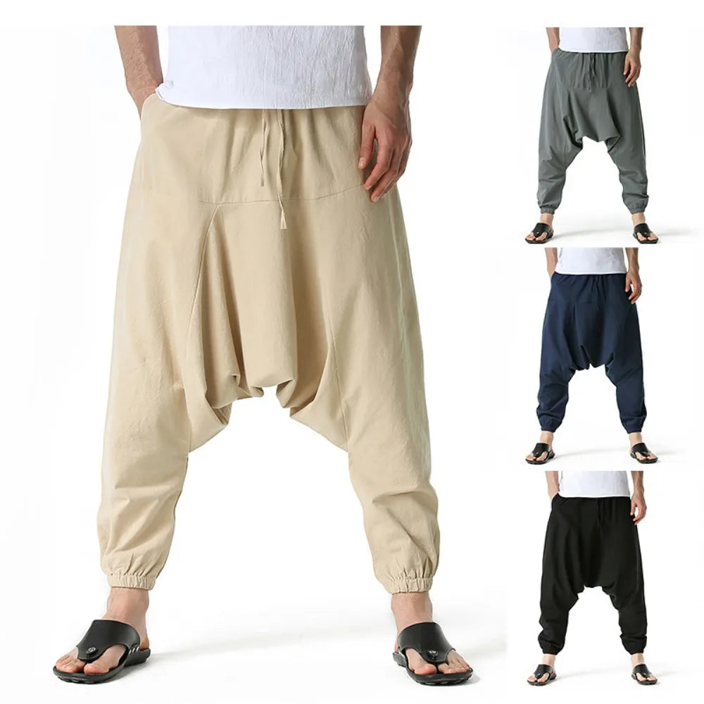 Men's Cotton Linen Loose-Fit Harem Pants