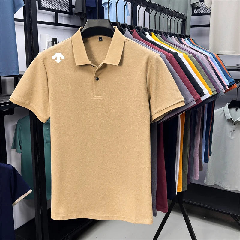 Men's Luxury Cotton Polo | Geometric Print Summer Shirt