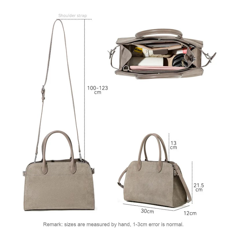 2026 Fall Winter Suede Leather Spacious Crossbody Tote Bag Simple Commuting Handheld Single Shoulder Bag Premium Women's Handbag