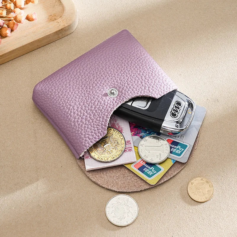 Custom Letters Fashion Women Short Wallet Genuine Leather Double Wallet Small Coin Purse Mini Credit Card Holder Key Storage Bag