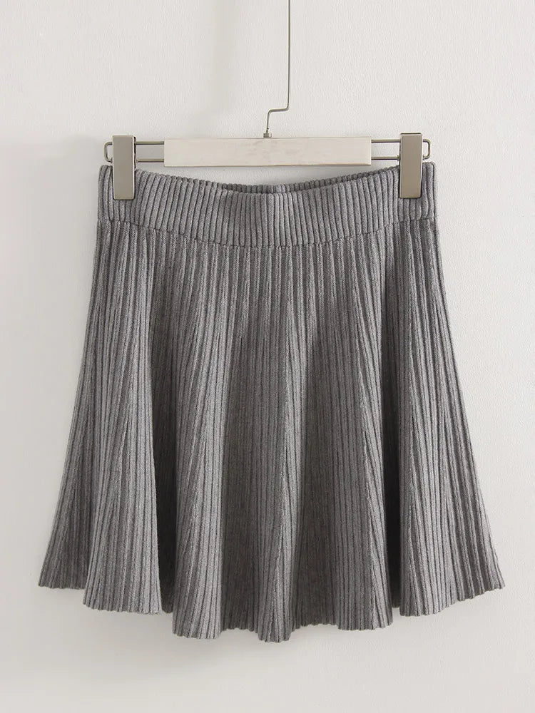 Elegant Knit Pleated Mini Skirt for Women