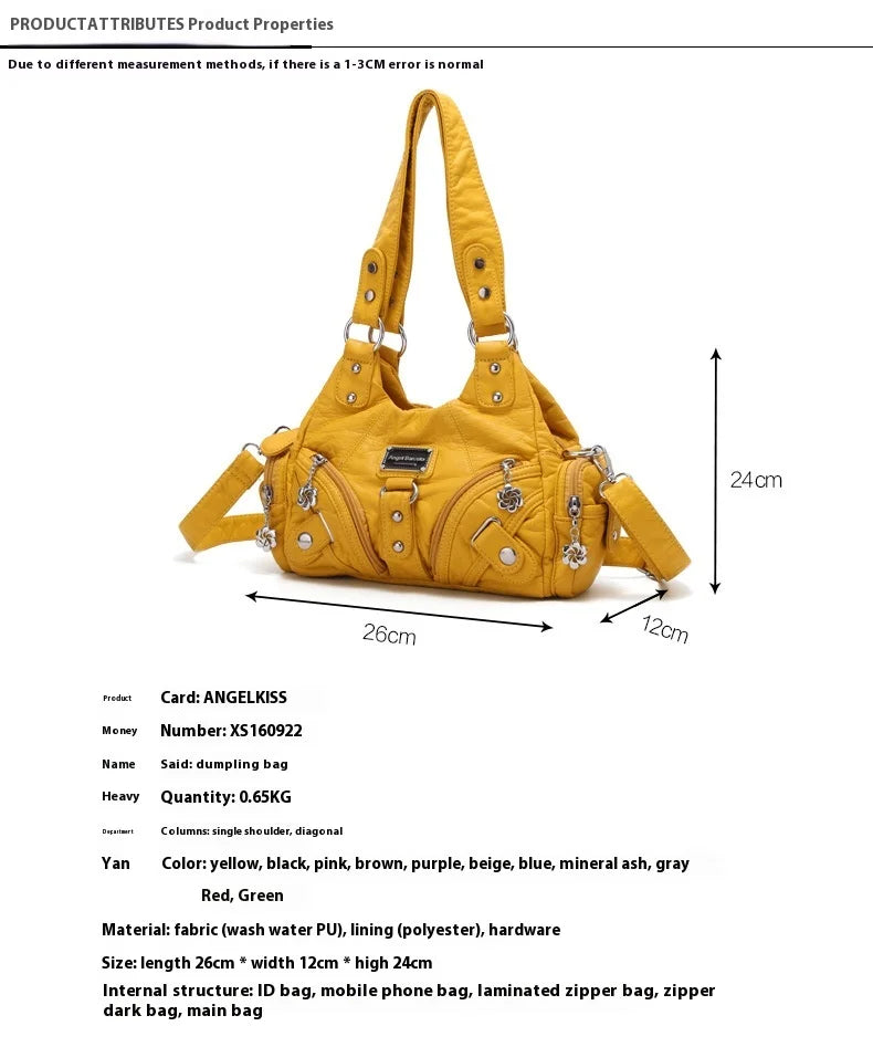 Angelkiss Women Handbags Rose Soft Tote Bag Small Top-handle Purse Fashion Satchel Multi-Pockets Shoulder Bag Hobos Phone Pack