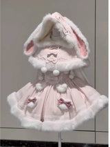 Harajuku Kawaii Rabbit Ear Cloak & Strap Skirt Set