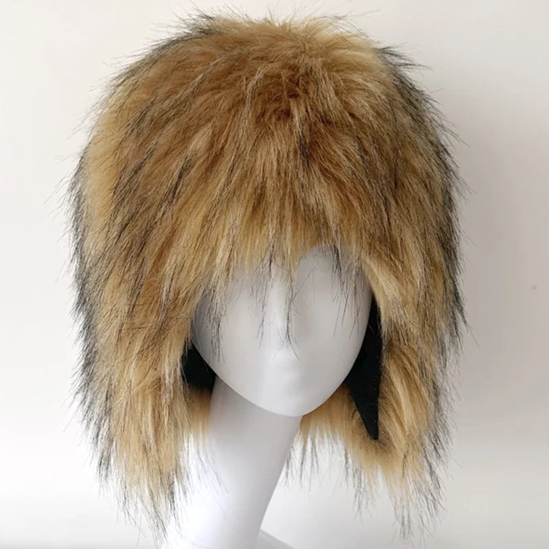 Fluffy Faux Fox Fur Trapper Hat Women pilot Hat Bomber hat men ski cap winter hat thickened warm шапка ушанка Beanies Bonnet