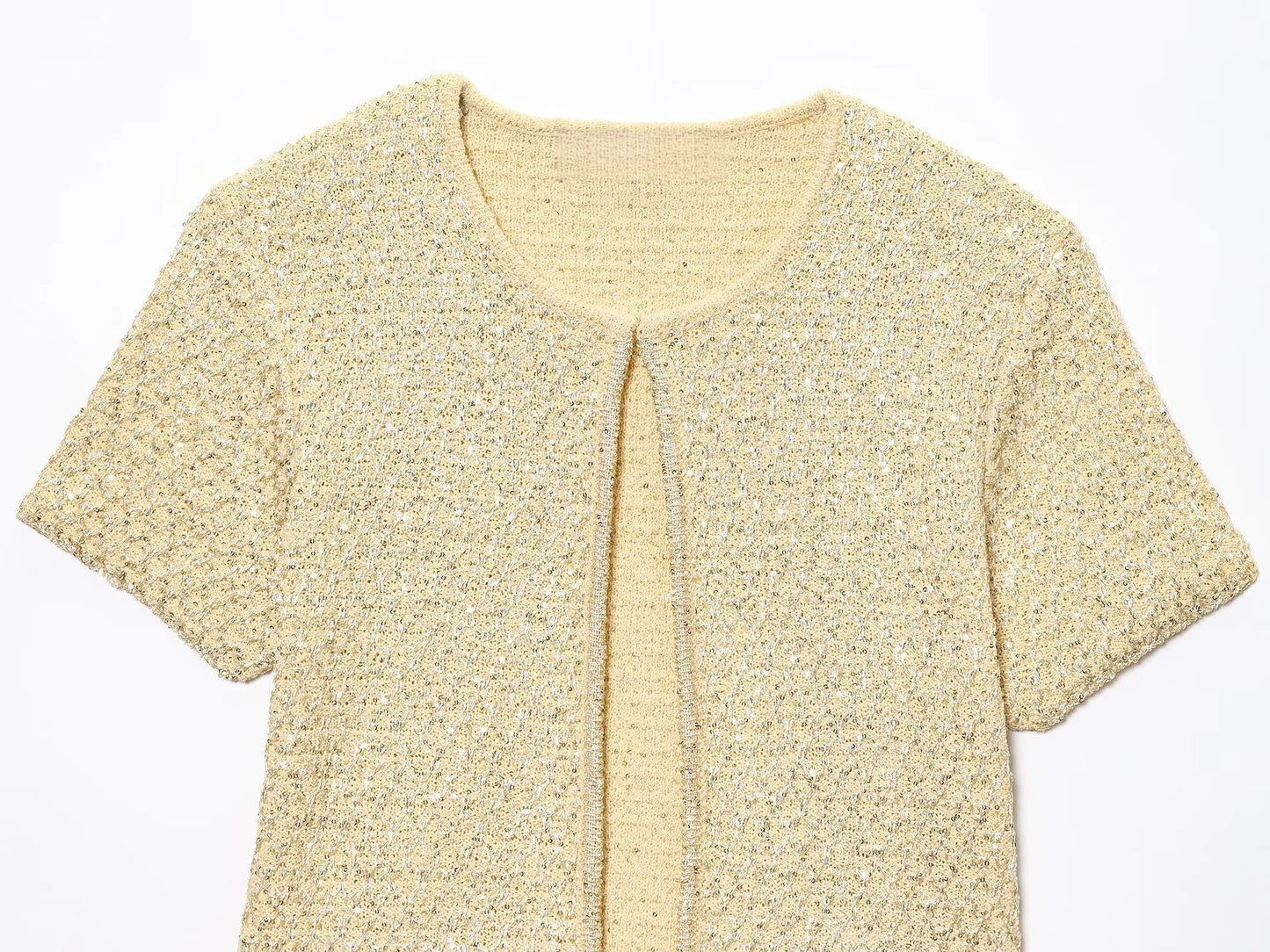 Sequin Knitted Jacket & Camisole Set - Summer Office Wear