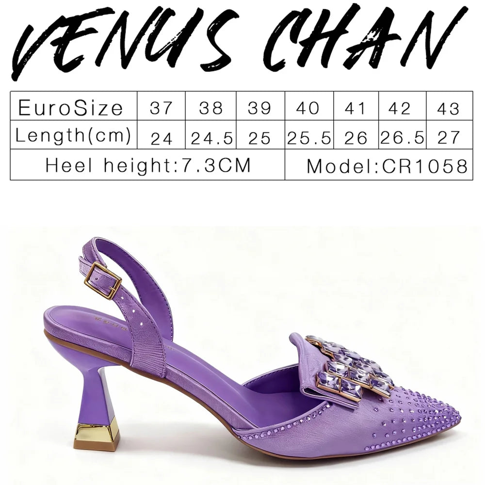 Women's Pointed-Toe Slingback Stiletto Heels with Sparkle Detail