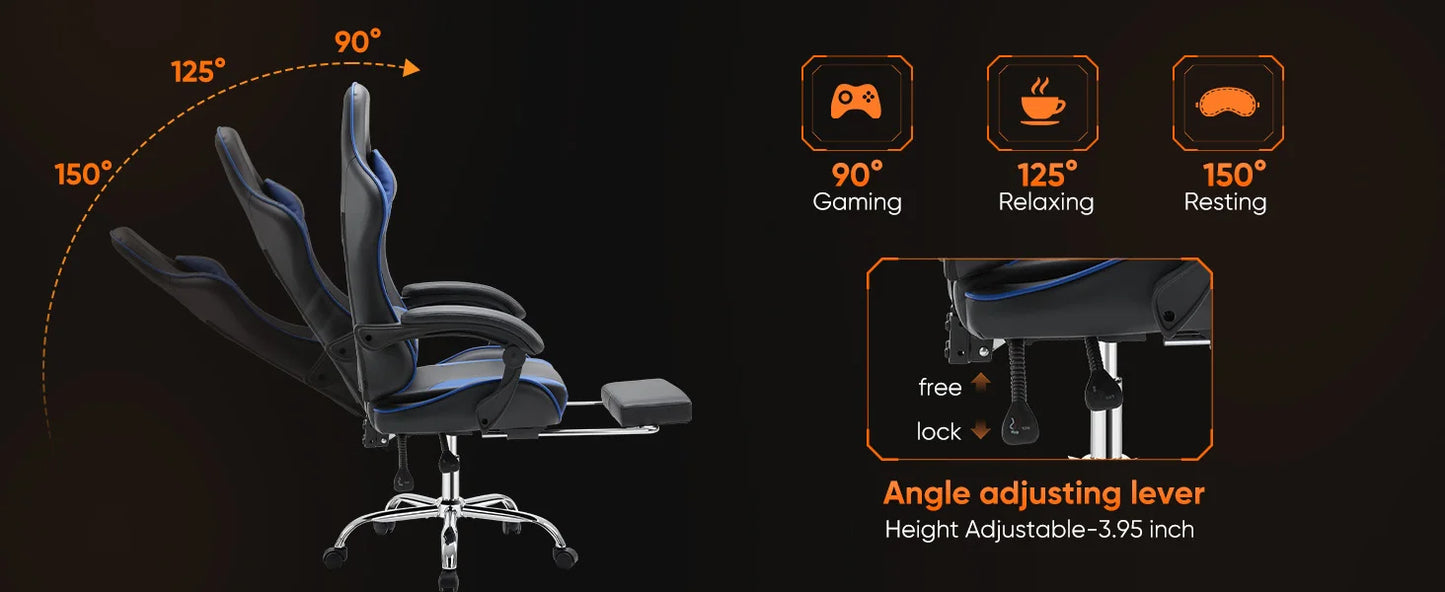 JHK Ergonomic Gaming Chair with Lumbar Support