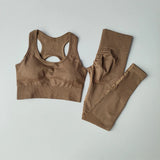 2PCS Women's Seamless Yoga Set - Shockproof Sports Bra & Leggings