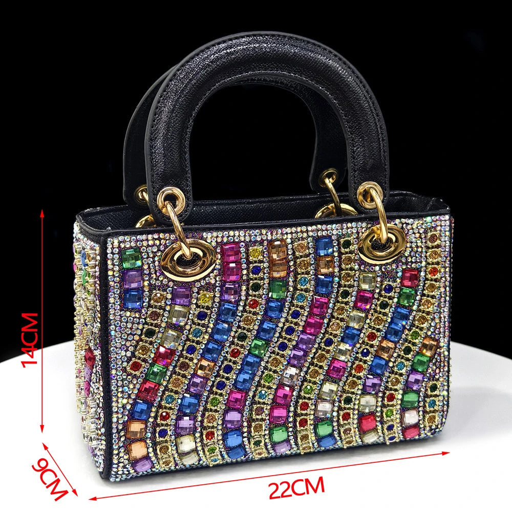 Rhinestone Pointed-Toe Slingback Heels & Bag Set