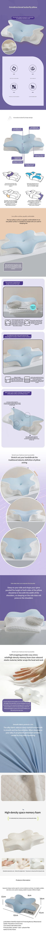 New Butterfly Outline Neck Pillow Foam Cervical Cushion Ergonomic Shaped Orthopedic Pad Comfort Support for Neck Soreness Relief