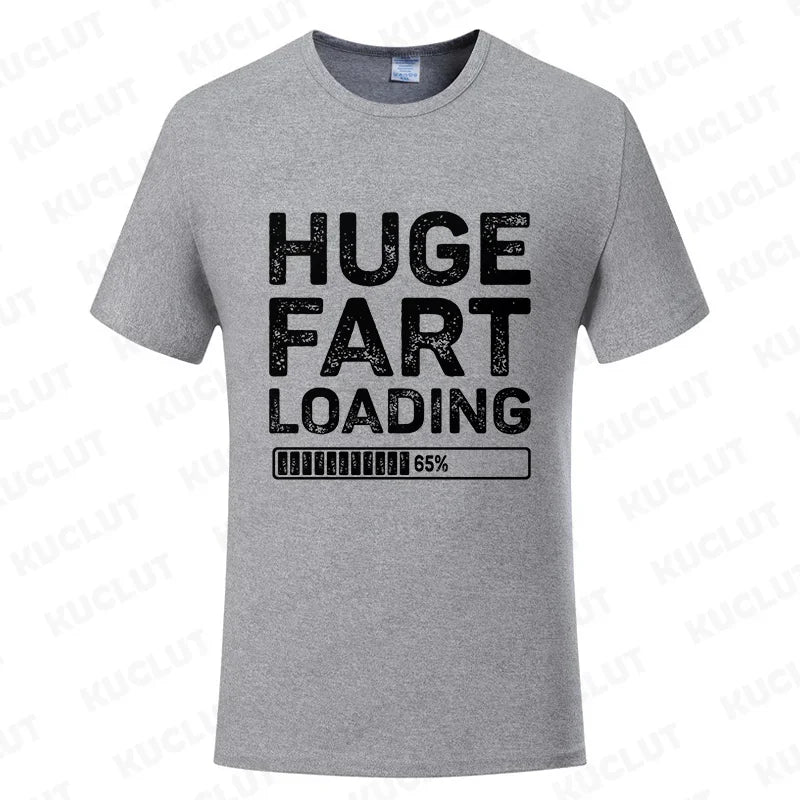 Huge Fart Loading Men's T-shirt Humor Tee Joke Gag Tshirt for Dad Gifts Guys Male Clothes Short Sleeve Tees Funny Graphic Tops