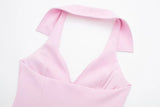 Women Summer 2 Piece Set High Waist Back Pocket Mini Skirts Shorts Sexy V-Neck Sleeveless Backless Suspender Zipper Top