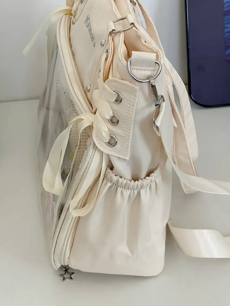Italife Luxury Large Ita Bag with Ribbon ACG Display Women Blue Big Clear Shoulder Bag with Pin Insert Girl Pink Itabag Bow H201