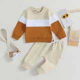 Toddler Boy Color Block Sweatsuit | 2-Piece Cotton Fall/Winter Outfit (0-3T)