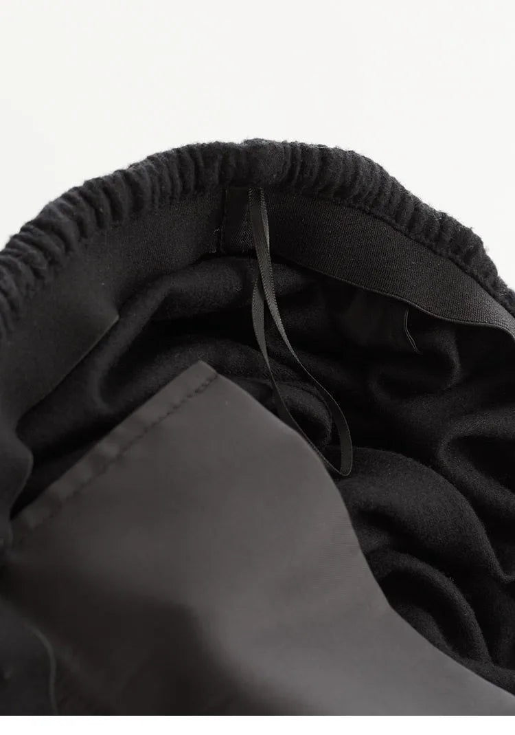 Elegant 100% Wool Elastic-Waist Skirt