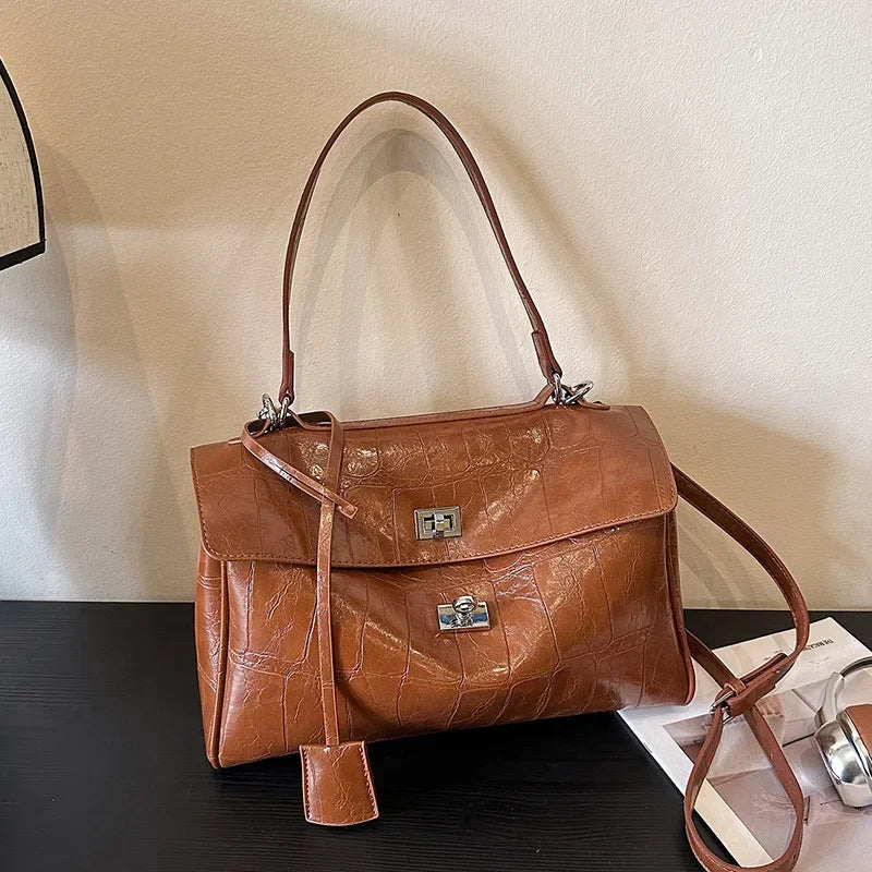Minimalist Luxury Korean Soft Leather Flap Bag Women Detachable Crossbody Strap Large Capacity Office Daily Commuter Hand Purse