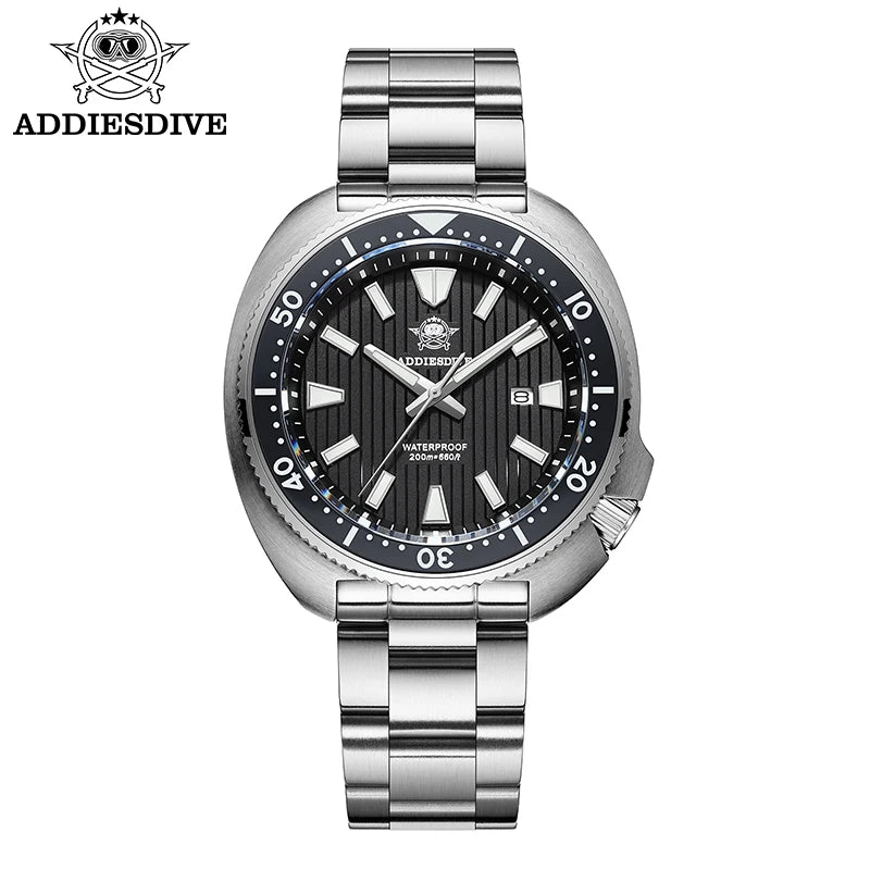 ADDIESDIVE New 200M Waterproof Quartz Watch Sapphire Crystal BGW9 Luminous Ceramic Bezel Stainless Steel Diving Watch AD2507