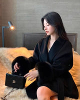 Elegant Lace-Up Woolen Jacket