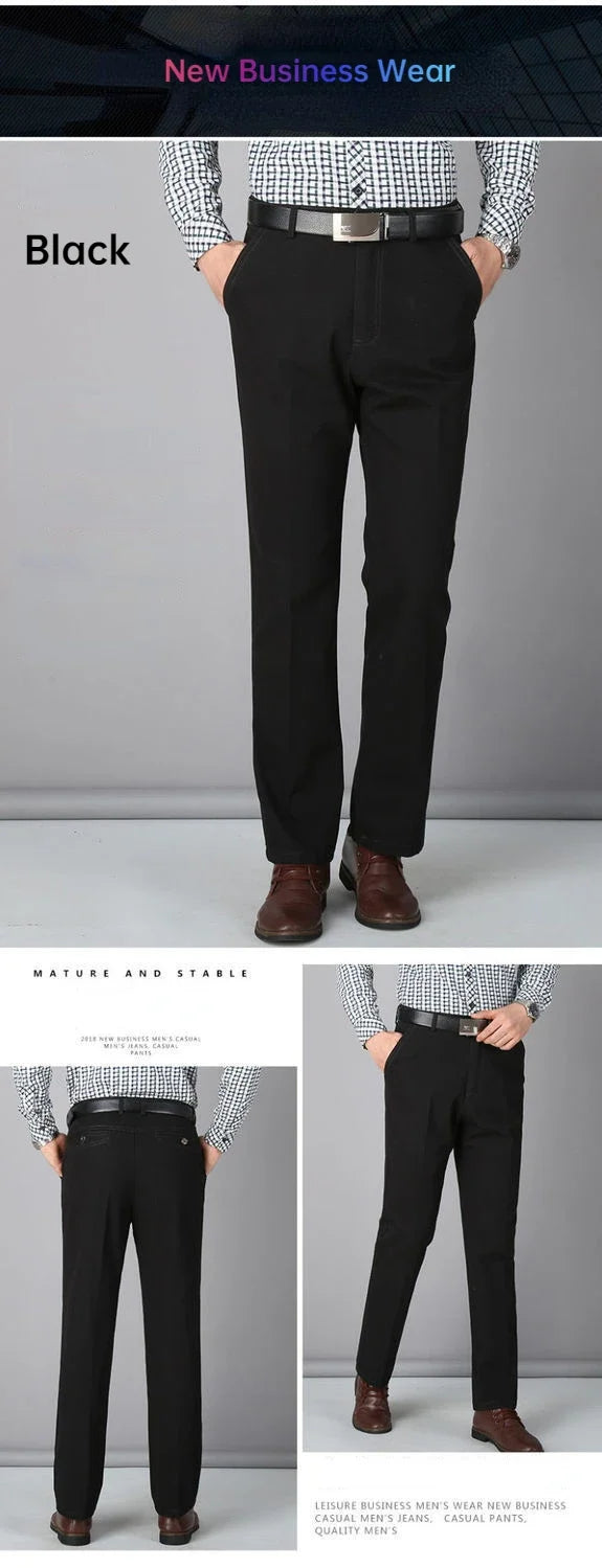 Men's Cotton Straight-Leg Casual Trousers