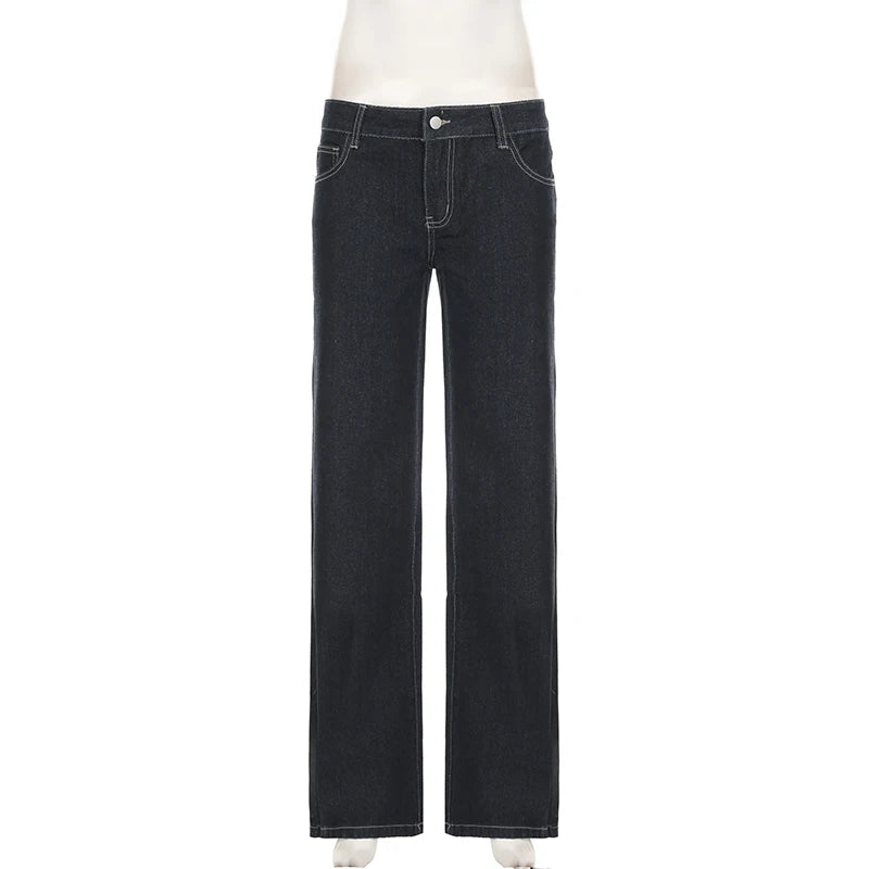 Women's Y2K Flared Jeans – Low Rise Embroidered Denim