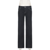 Women's Y2K Flared Jeans – Low Rise Embroidered Denim
