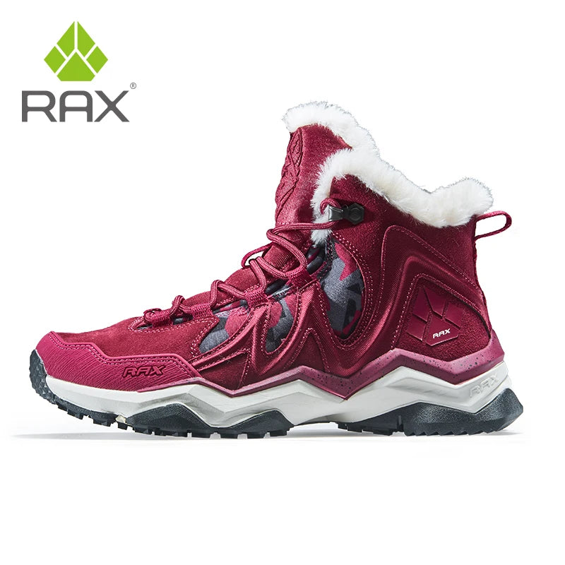 RAX Waterproof Hiking Shoes Men Winter Outdoor Sneakers for Men Snow Boots Plush Mountain Snowboots Outdoor Tourism Jogging Shoe