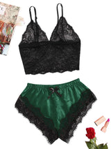 Women’s Plus Size Lace 2-Piece Pajama Set
