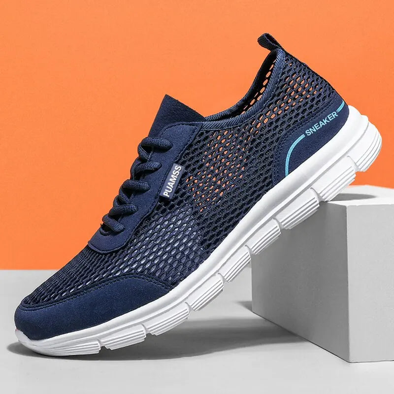 PUAMSS Men's Lightweight Mesh Running Sneakers — Breathable, Lace-Up, Stability