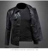 2024 Autumn and Winter New Men's Fashion Handsome with Solid Color Boutique Lapel Motorcycle Leather Coat Slim Fashion  M-5XL