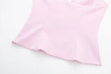 Women Summer 2 Piece Set High Waist Back Pocket Mini Skirts Shorts Sexy V-Neck Sleeveless Backless Suspender Zipper Top
