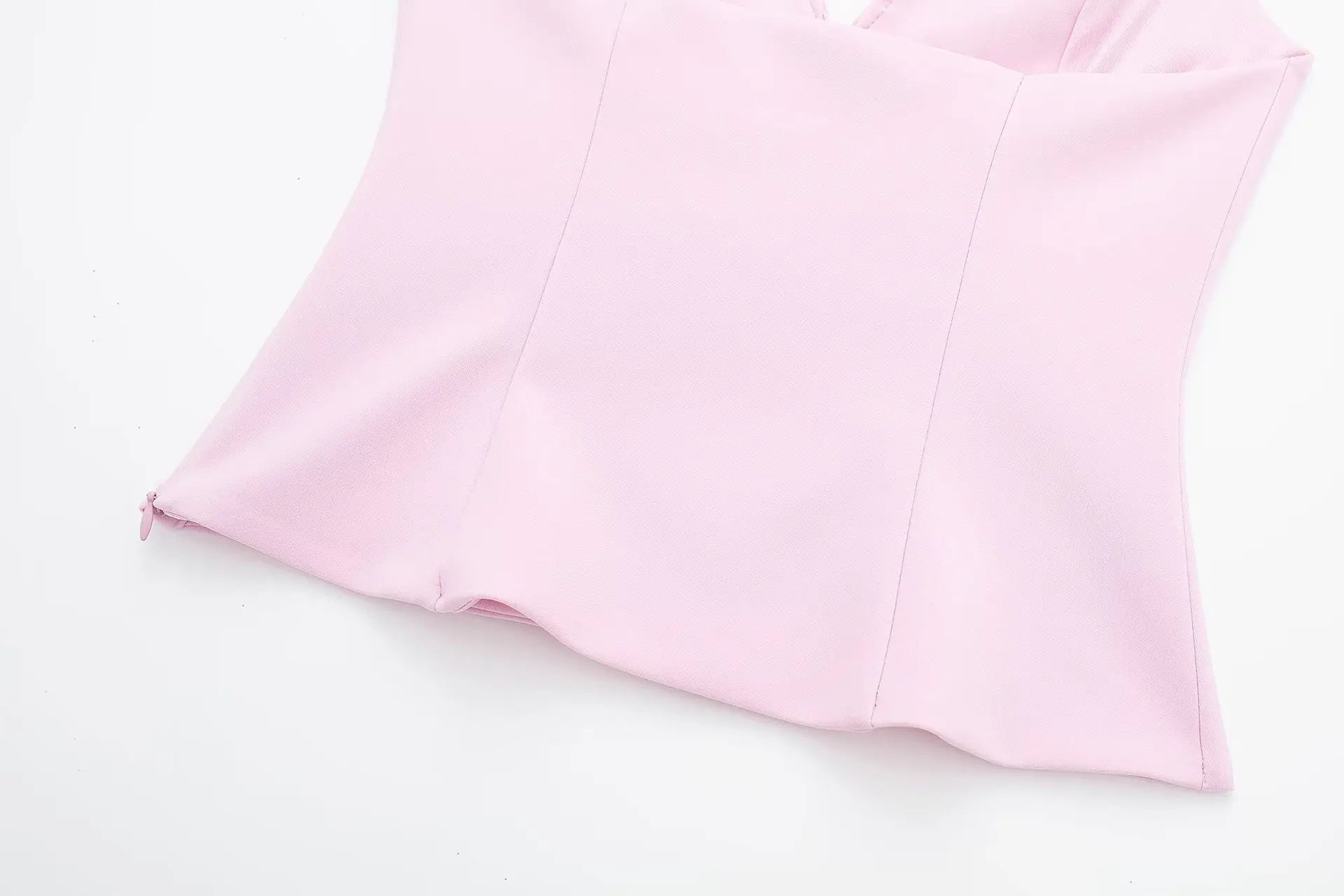 Women Summer 2 Piece Set High Waist Back Pocket Mini Skirts Shorts Sexy V-Neck Sleeveless Backless Suspender Zipper Top