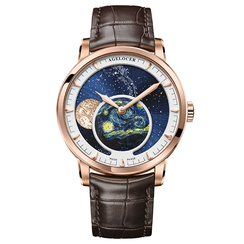AGELOCER Astronomer Van Gogh Moon Phase Men's Watch