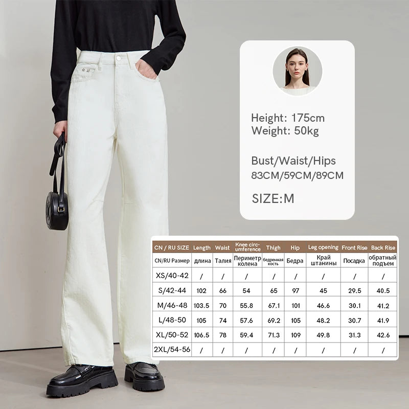 AMII Minimalist 2025 Autumn New Arrival Pants Minimalism Retro Casual Office Lady Pure Cotton Jeans Women Denim Trouser 12543141