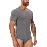 Mens Short Sleeve Full Body Shaper Bodysuit Tummy Control Romper Pajamas Waist Trainer Slimming Shapewear Underwear Undershirts