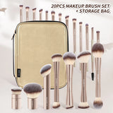 MAANGE Pro Makeup Brush Kit 20pcs Brushes with Storage Bag Dual End Foundation Powder Blush Eyeshadow Brush Beauty Blending Kit