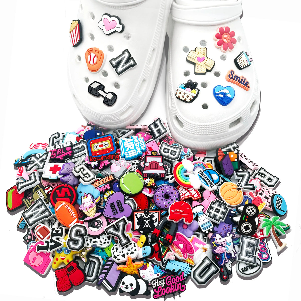 Random 10--200Pcs Non-Repeat Shoe Charms for Sandals, Beach Bags, PVC DIY Shoe Decorations Accessories Charms Premium Quality