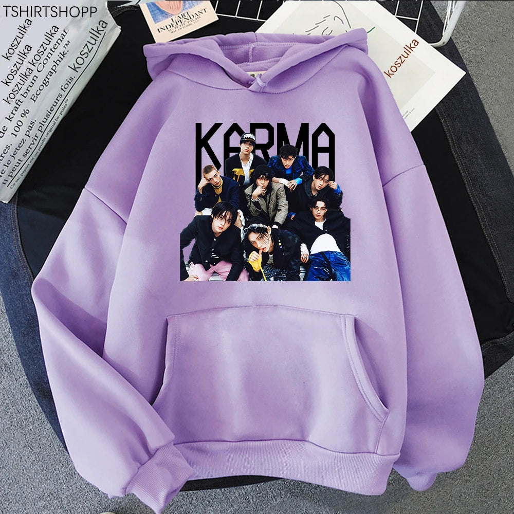 KARMA Vintage-Inspired Fleece Pullover Hoodie
