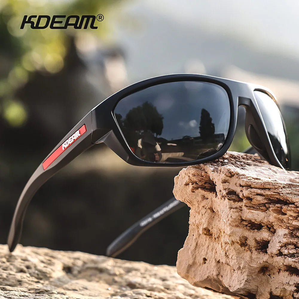 KDEAM All Black Fishing Sunglasses Polarized Performance Sports Sun Glasses For Men TR90 With Skull Case Category 3