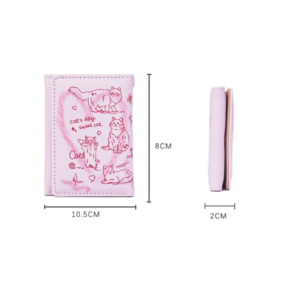 New Women Wallets Female Leather Purses Card Holders Graffiti Cat Portable Coin Purse Large Capacity Money Bag