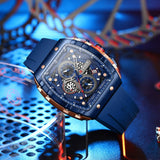 Men’s Sport Quartz Watch – Yellow Silicone Strap, Luminous Auto Date Square Dial