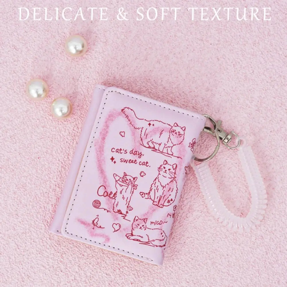 New Women Wallets Female Leather Purses Card Holders Graffiti Cat Portable Coin Purse Large Capacity Money Bag