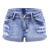Women’s Mid-Waist Distressed Denim Shorts – Slim Fit Summer Beach Wear