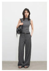 Women's Herringbone Wide-Leg Office Trousers