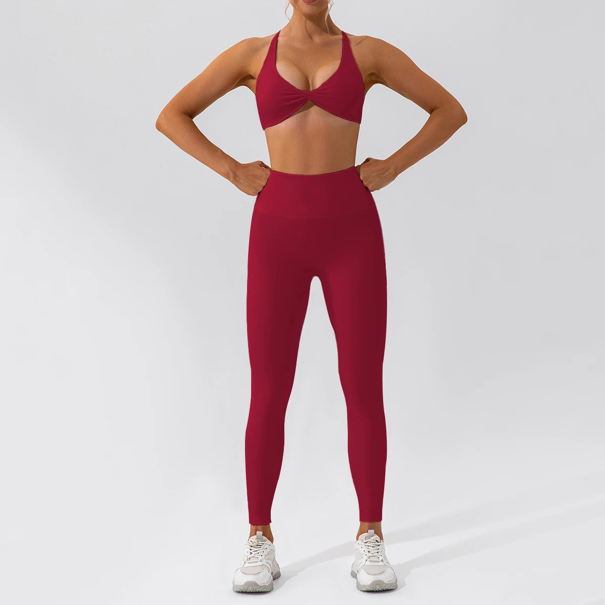 2-Piece Women's High-Waist Yoga Set – Seamless Long Sleeve Workout Suit