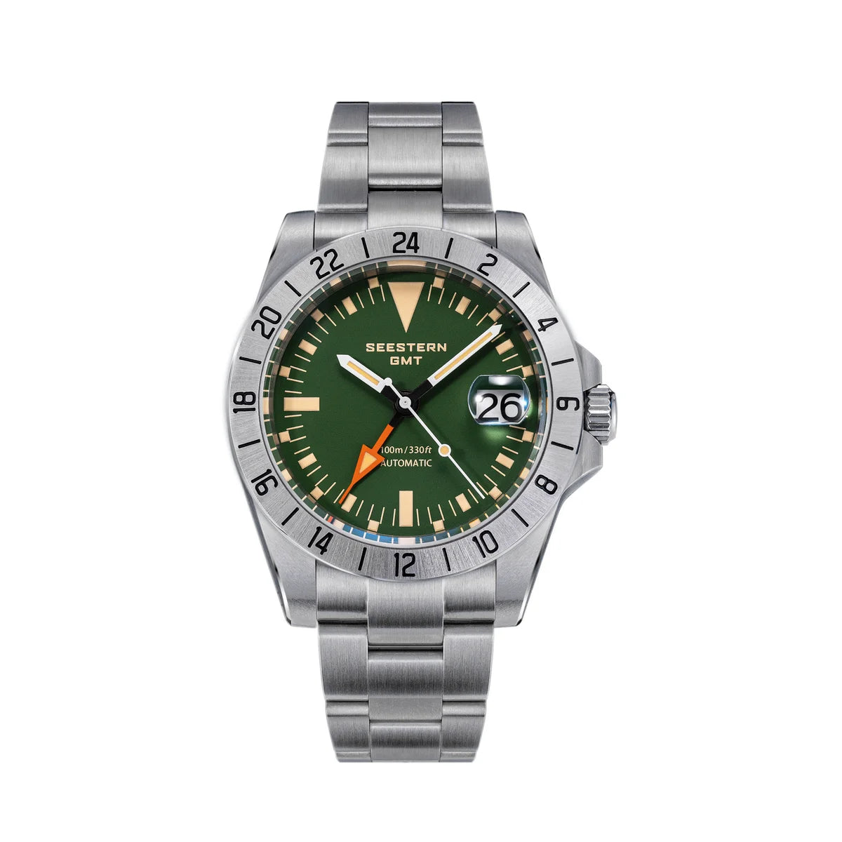 Sugess Men Watch GMT Automatic NH34 Movement 100M Waterproof Mechanical Wristwatches Dome Sapphire Crystal Limited Bracelet S463